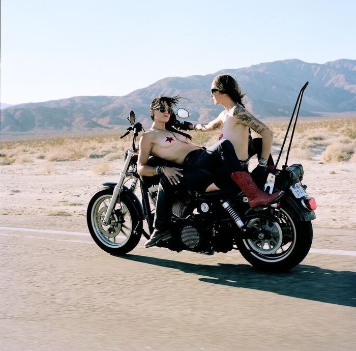 Girls on a motorcycle in Frankfurt am Main